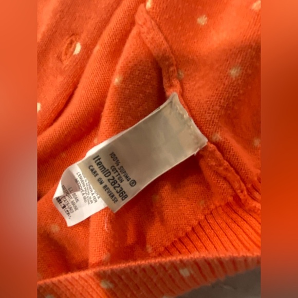 L.L. Bean Size M Orange Polka Dot Supima Cotton Lightweight Button Down Cardigan - Picture 11 of 11